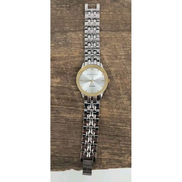 Anne Klein Diamond Womens Silver And Gold Tone Watch - Picture 2 of 9